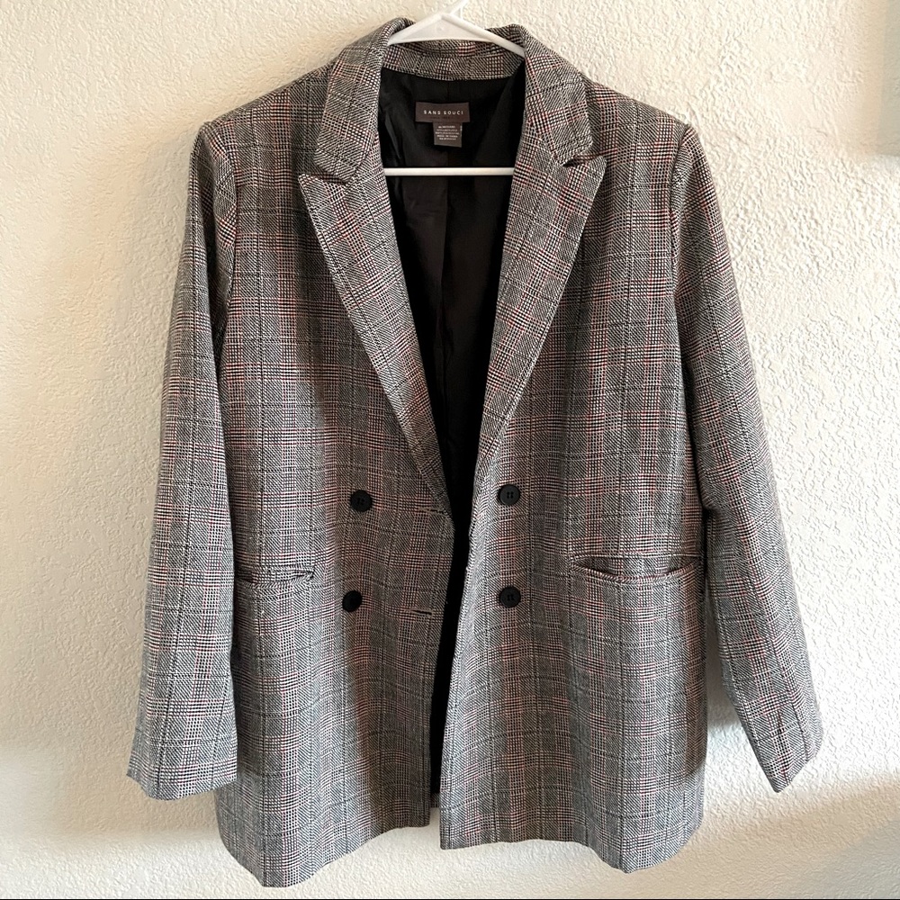 Anthropologie Sans Souci Plaid Blazer